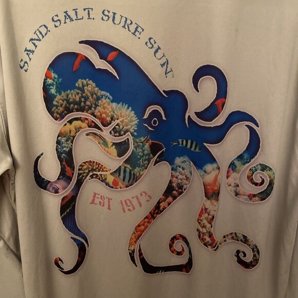 Vapor Apparel Men's 2XL Gray Performance Long Sleeve Octopus Sun Shirt - Picture 1 of 7